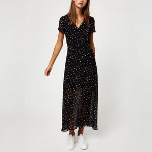 🖤 IKKS – Floral Maxi Wrap Dress (Size 36/S)